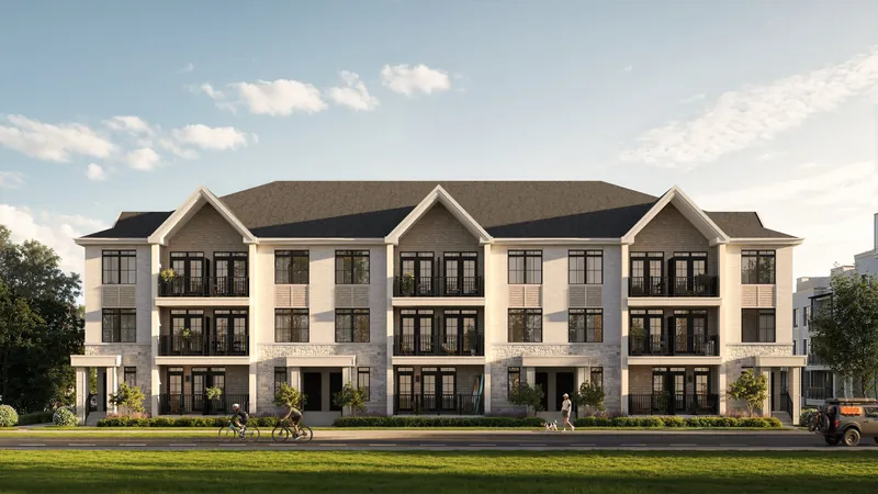 Rendering of South Banks Elevation A in light brick